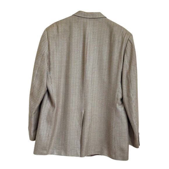 Ralph Lauren Chaps Silk Mens Blazer Size 44L Houndstooth 2 Button Sport Coat - Picture 2 of 13